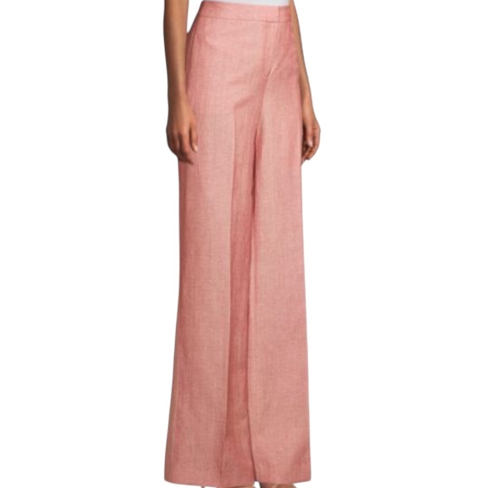 Lafayette 148 Gates Linen Wool Silk Pants Size 2 Dusty Rose Wide Leg Designer